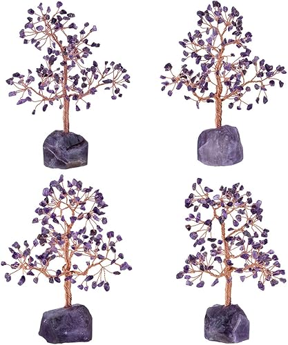 Miniatura 4 de SUNYIK Juego de árbol de dinero de piedra de amatista natural hecho a mano sobre base de amatista, árbol de la vida curativo, decoración para
