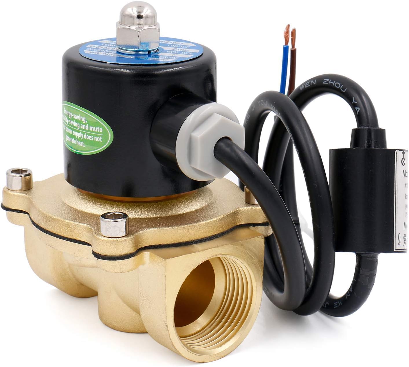 Heschen Brass Electric Solenoid Valve, 2W-250-25J, PT1'', AC220V, Direct Acting Water, Normally Closed Replacement Valve