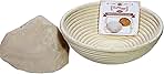 Saint Germain Bakery Premium Round Bread Banneton Basket with Liner - Perfect Brotform Proofing Basket for Making Beautiful Bread (10 inch)
