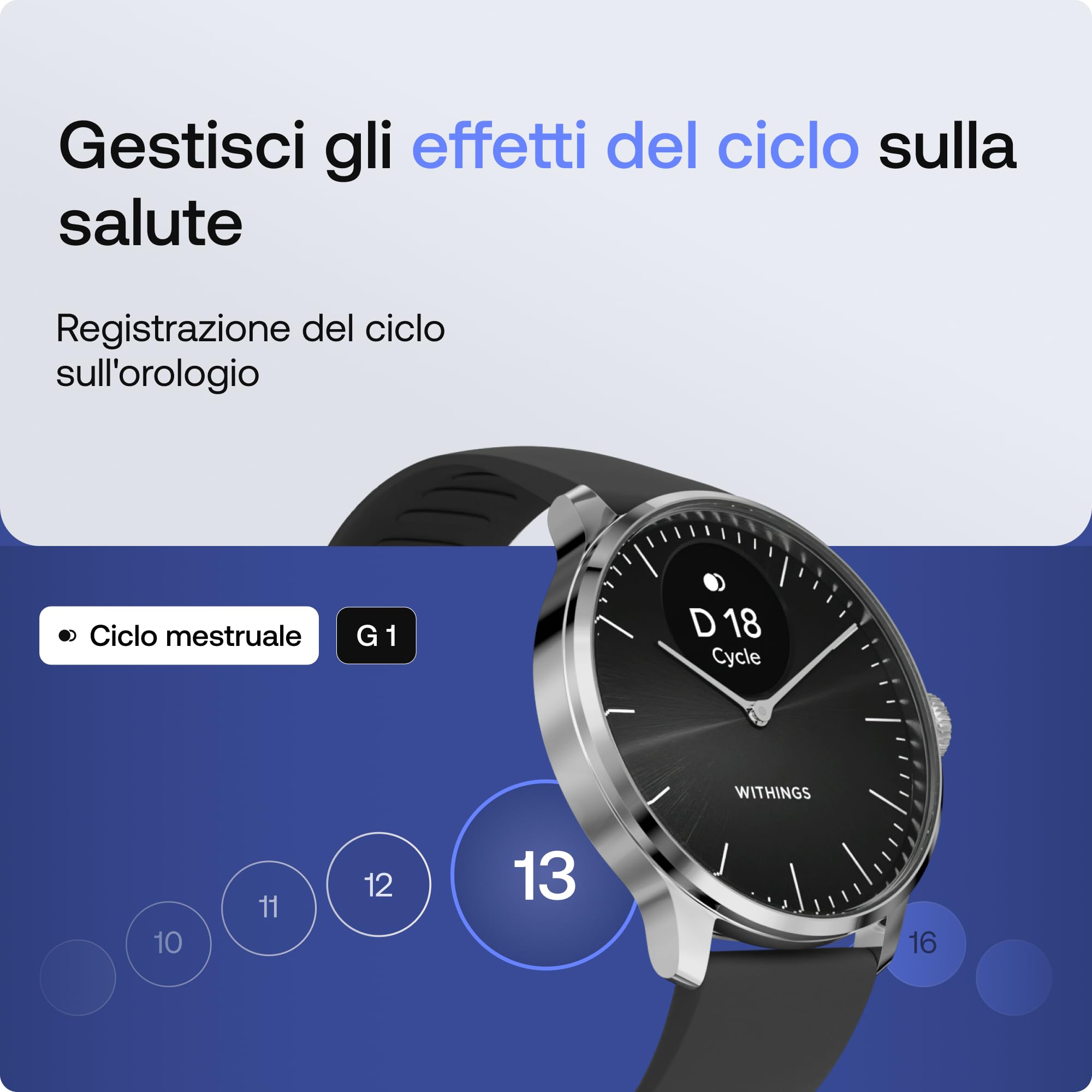 Withings ScanWatch Light - Smart Watch ibrido con monitoraggio della frequenza cardiaca, fitness tracker, monitoraggio del ciclo, monitoraggio del sonno