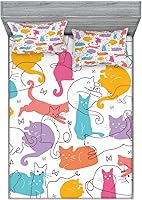 Vista 27 de Lunarable Grey Fitted Sheet & Pillow Sham Set, Pattern with Random Footprints Paw Traces Pet Legs Friendly Cats and Dogs, Decorative Printed 3 Piece