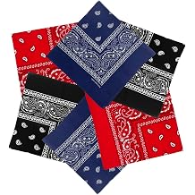 MDSTYLE 6 Pack 100% Cotton Bandanas 22 x 22" for Men & Women Paisley Handkerchief Headband Scarf Bandana
