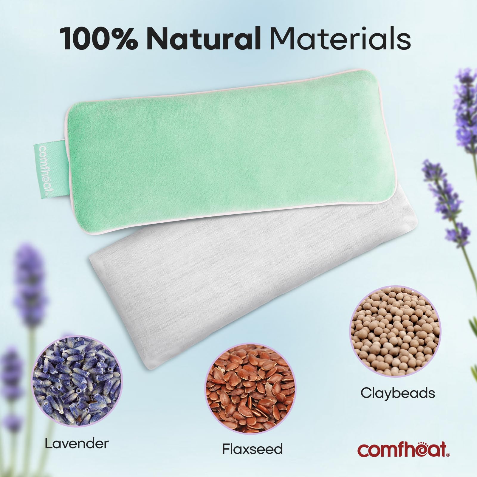 Almohada de ojos con peso de lavanda, funda extraíble de felpa suave, terapia húmeda de calor y frío, almohada de aromaterapia natural para relajación, yoga, meditación y sueño, color verde