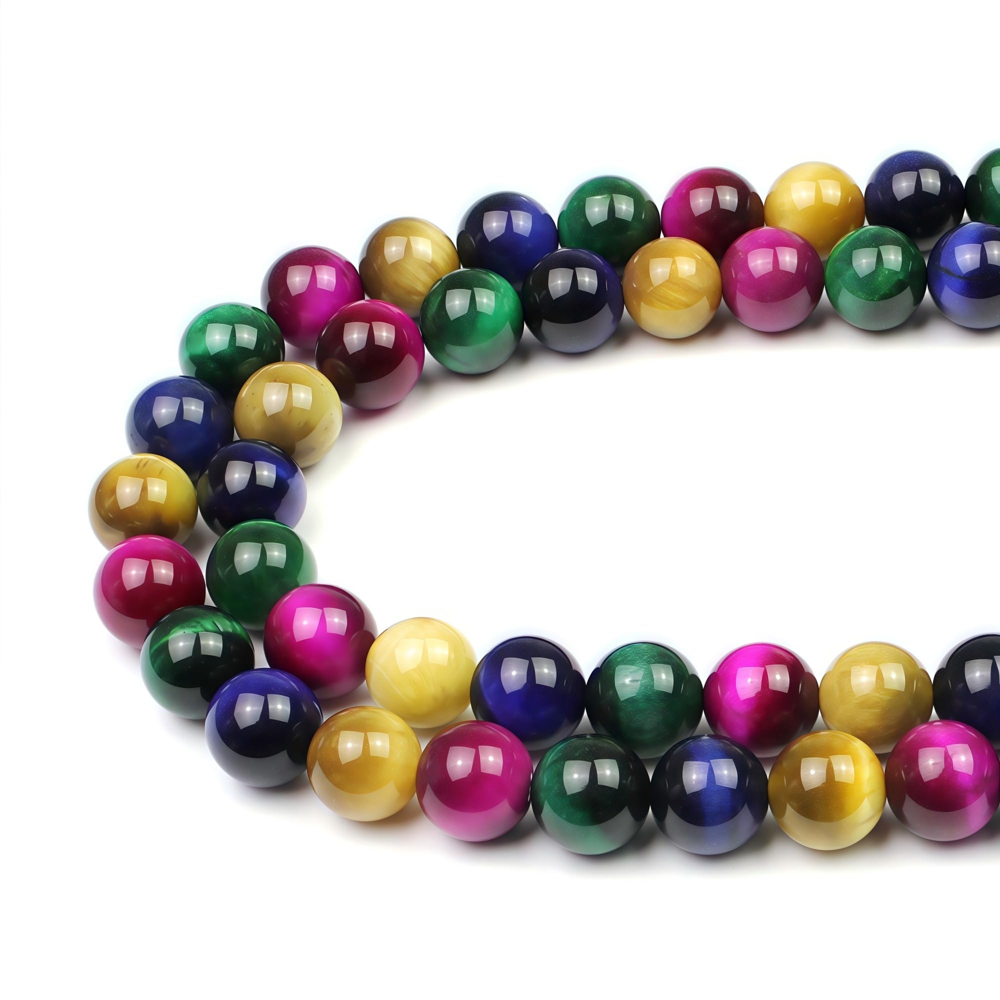Natural Stone Beads 12mm Multicoloured Tiger's Eye with Holes Round Gemstone Loose Beads for Jewellery Making Bracelet Necklace Ring Craft Supplies โ image 1