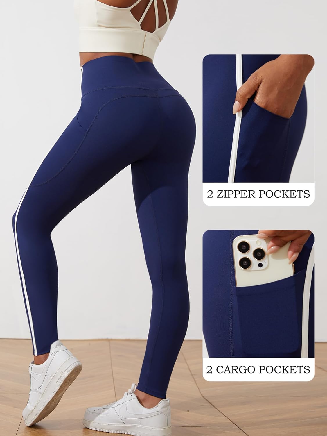 Flamingals High Waisted Scrunch Butt Lifting Striped Leggings for Women - Buttery Soft Tummy Control Workout Yoga Pants - Image 5