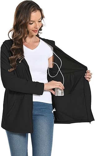 Meuponc Chaqueta de mastectomía Hoddies con bolsillos de drenaje para mujer después de la cirugía, imprescindible para recuperación después de la
