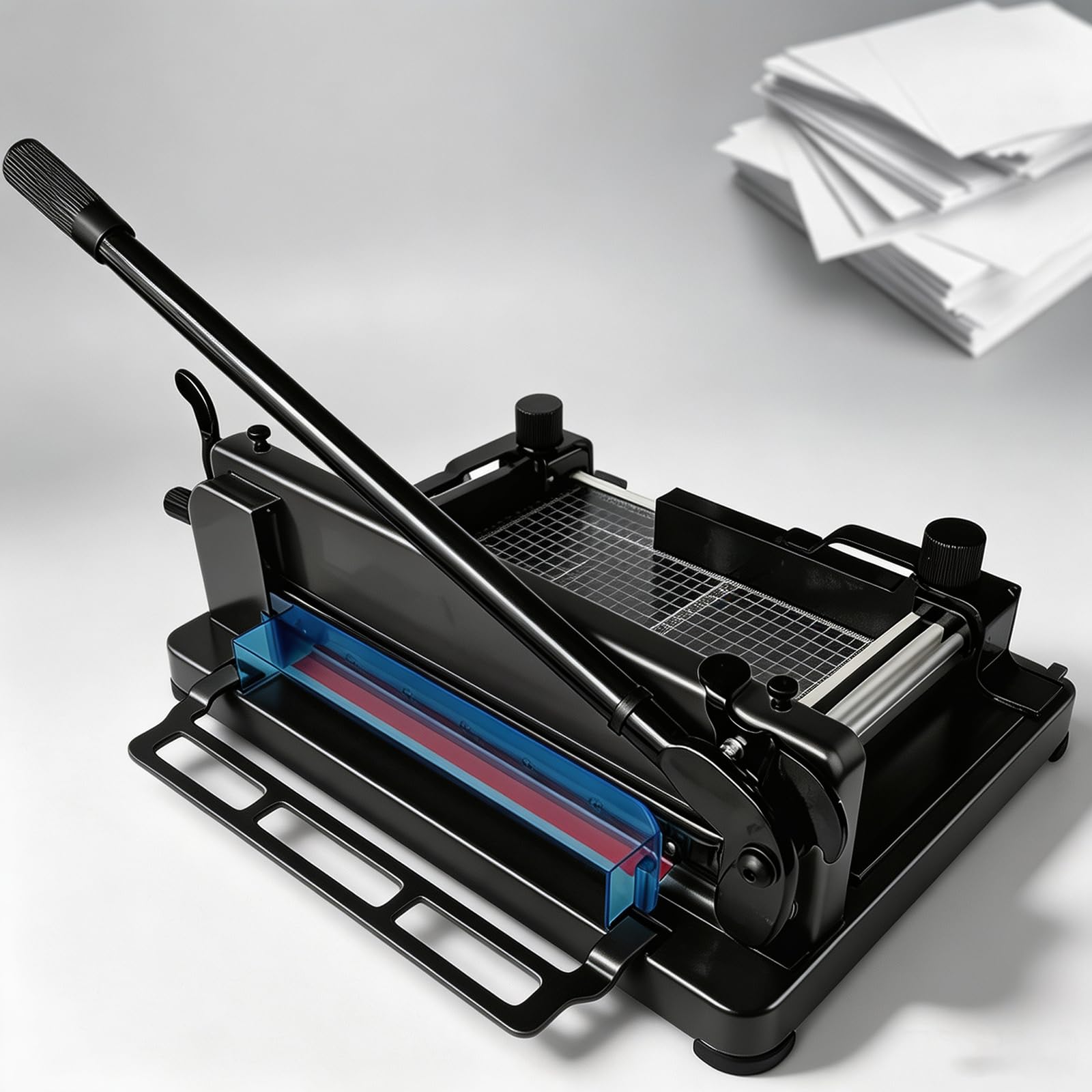 MObyat Taglierina Manuale per Carta Resistente, Taglierina Industriale con Protezione di Sicurezza E Blocco di Taglio, Spessore di Taglio 40 Mm, Scala di Precisione ±0,1 Mm, Leva Black A4