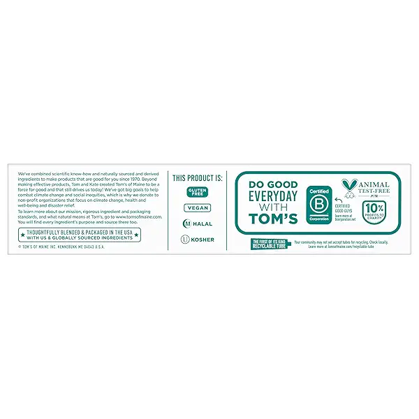 Tom’s of Maine Antiplaque and Whitening Fluoride Free Toothpaste, Spearmint, 4.5 Oz 3