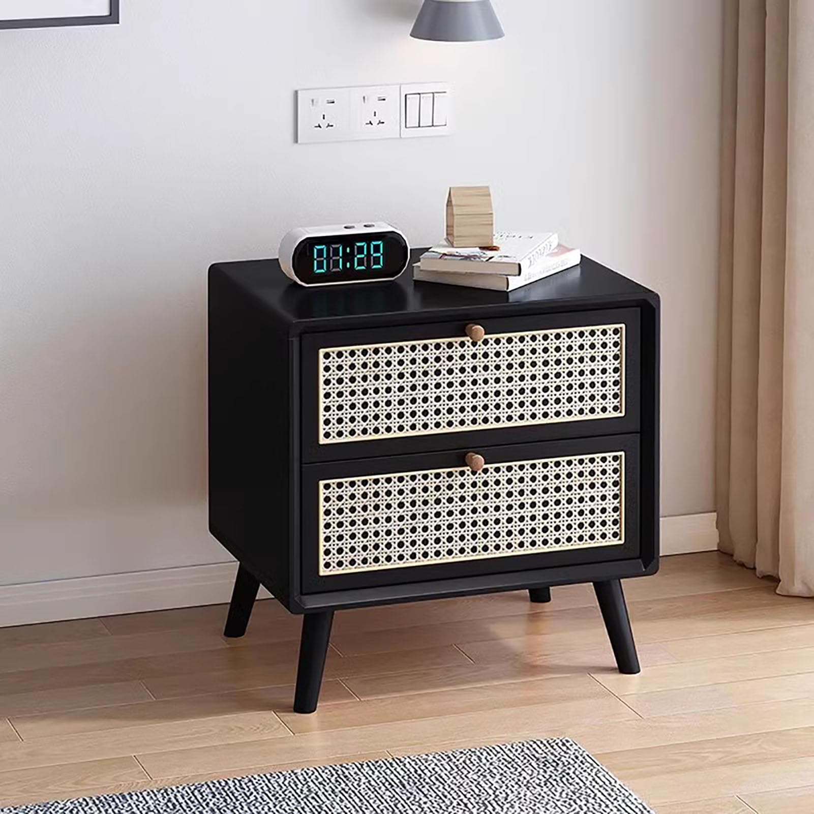 SXZenSpace Modern Simple Nightstand, Creative with Drawer Bedside Table Solid Wood Bedroom Furniture for Living Room,B,35x40x49cm(14x16x19inch)