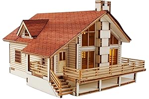 Desktop Wooden Model Kit Garden House A with a Large Deck by YOUNGMODELER