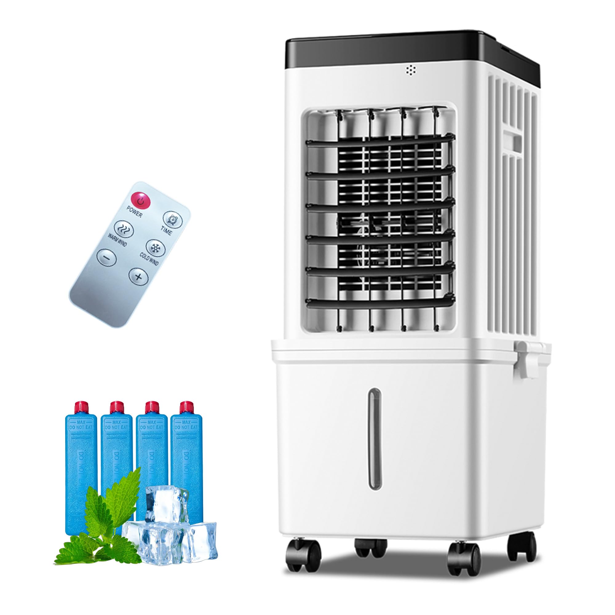 Rafraichisseur d'Air Silencieux avec Réservoir Amovible 15L, Oscillation 120°, 3 Vitesses, Autonomie 7.5h pour Maison et Bureau