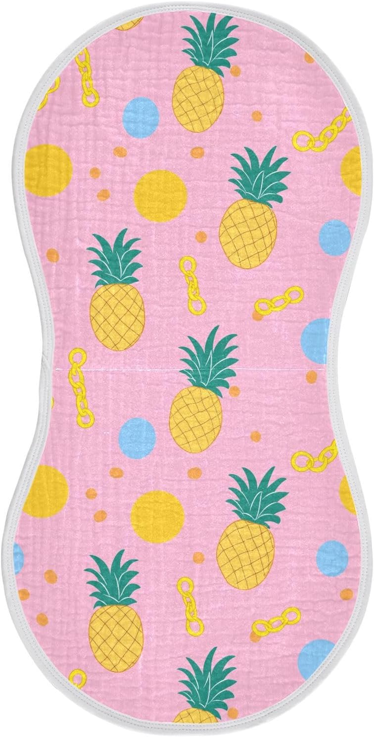 vvfelixl Baby Burp Cloths Polka Dots Pineapple Baby Newborn Cotton Burping Cloths Set Babys Washcloths 4 Pack