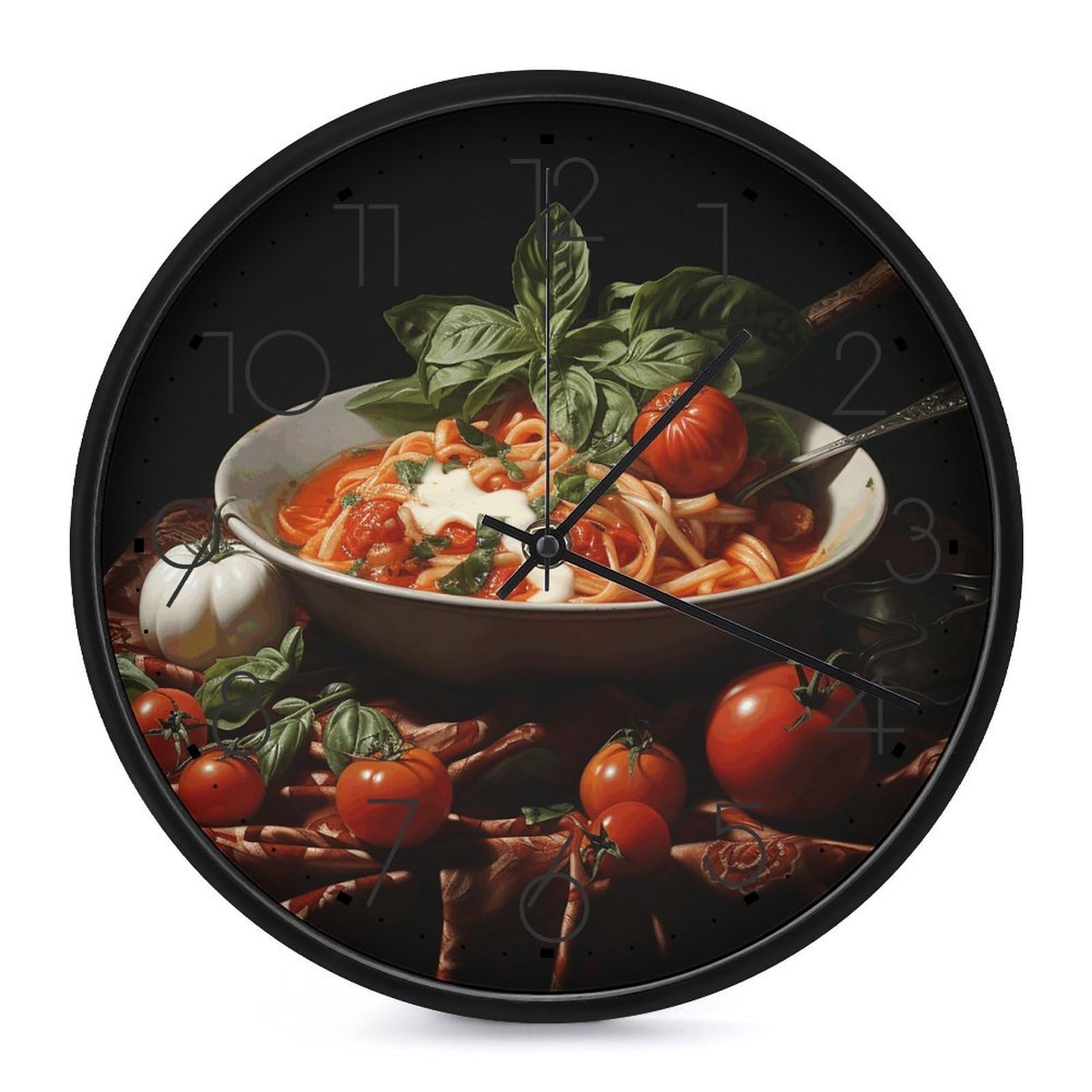 Horloge cuisine pâtes 25 cm silencieuse pour décorer votre pièce