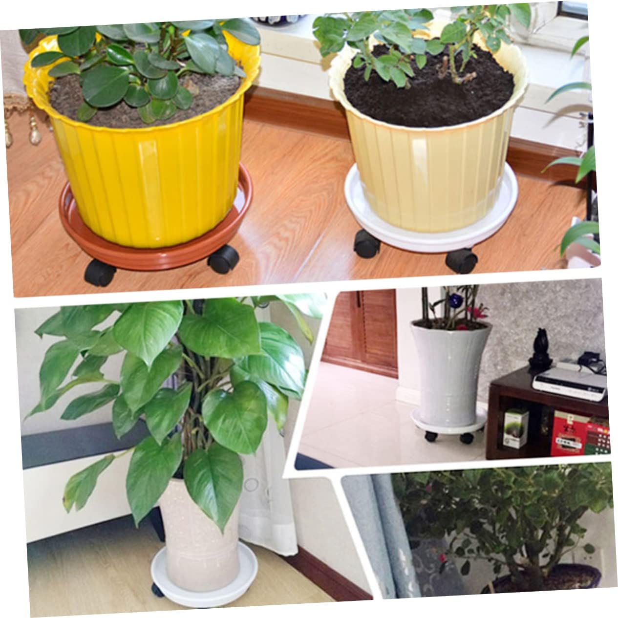 2pcs Multi-use Plant Water Tray Wheels Reinforced Flowerpot for Easy Movement and Excess Water Collection for Indoor and Outdoor Use