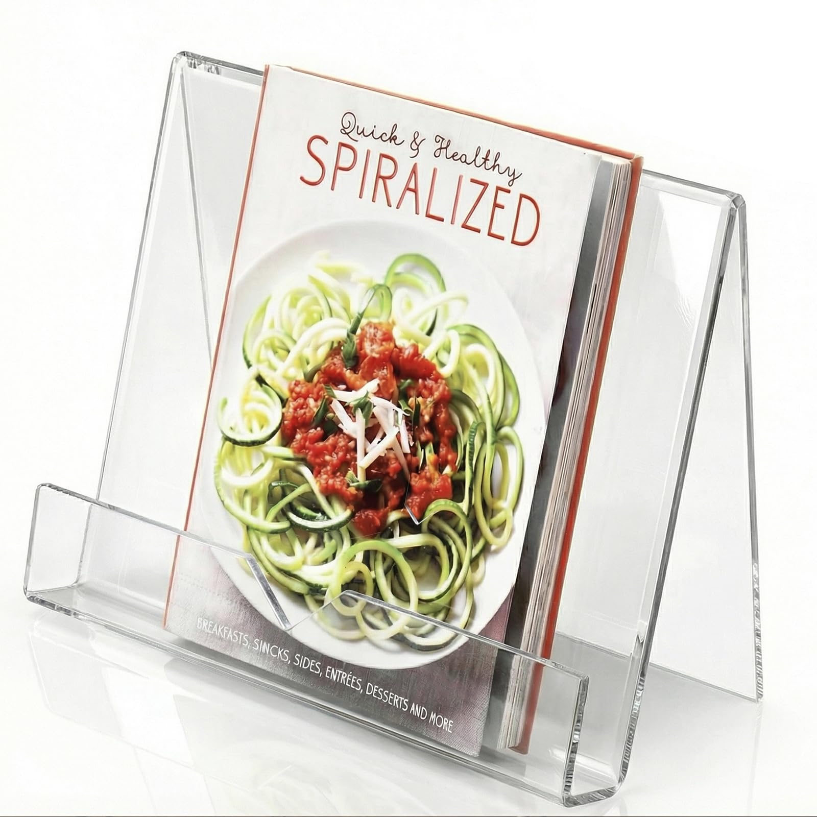 Cookbook Stand, Clear Cookbook Holder, Premium Acrylic Book Display Stand for Recipe Book/IPad/Tablet, Book Reding Holder for Coffee Table and Kitchen Counter