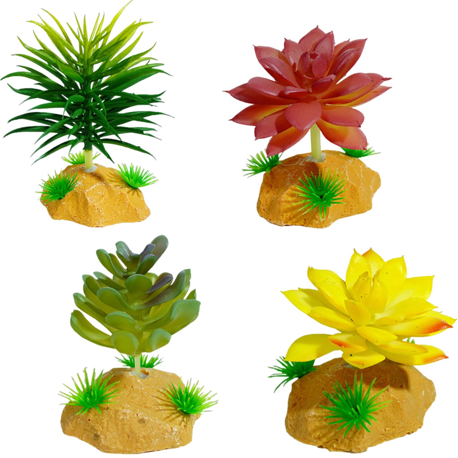 HDOYTXXM Reptiles Corner Plant Leaves Terrarium Fish Tanks Landscaped Hideouts Decoration for Bearded Dragon Lizards Artificial Plant Decoration