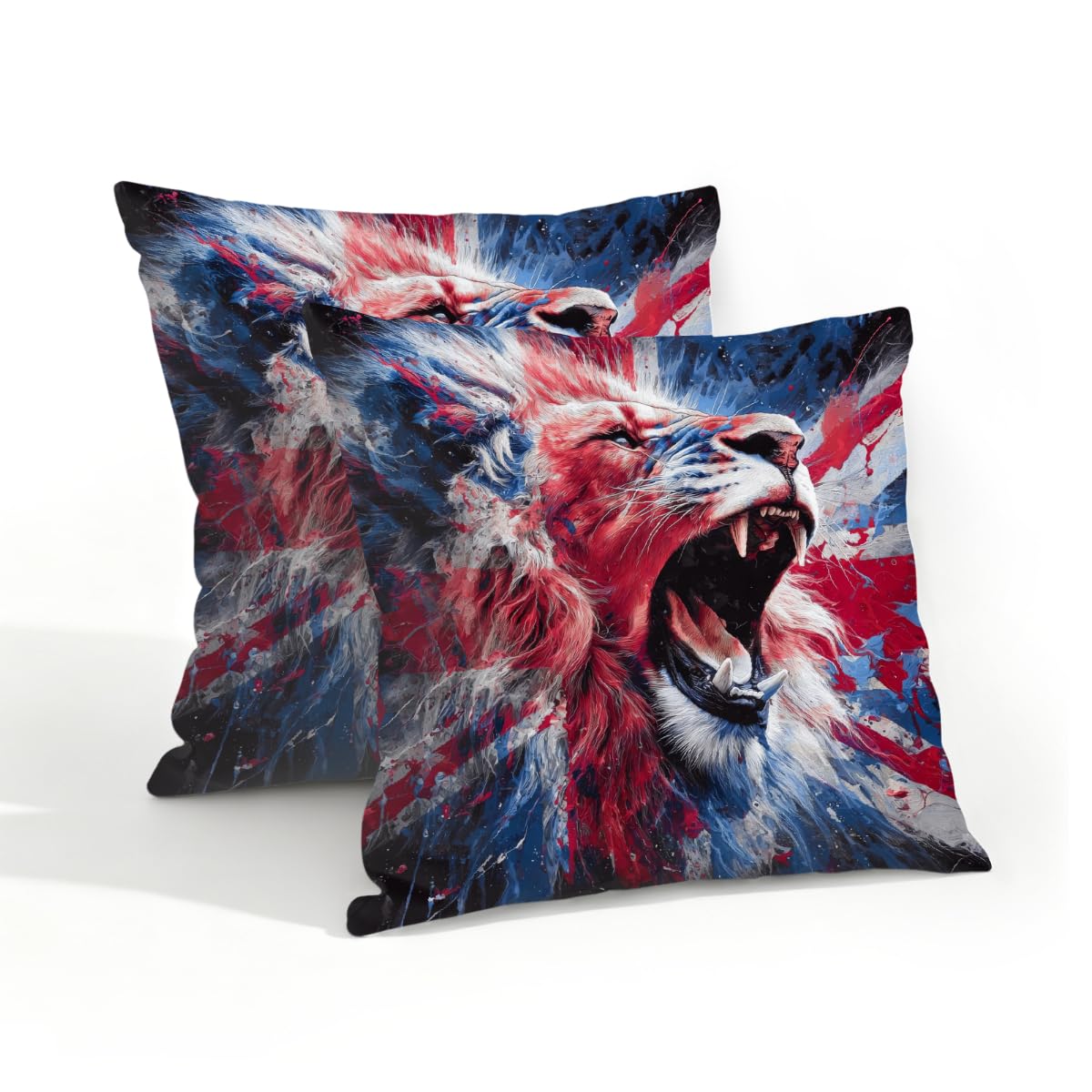 Outdoor Pillow Covers Waterproof Pillowcases 18x18in Set of 2 American Roaring Lion Decorative Throw Cushion Case for Couch Sofa Garden Patio Furniture
