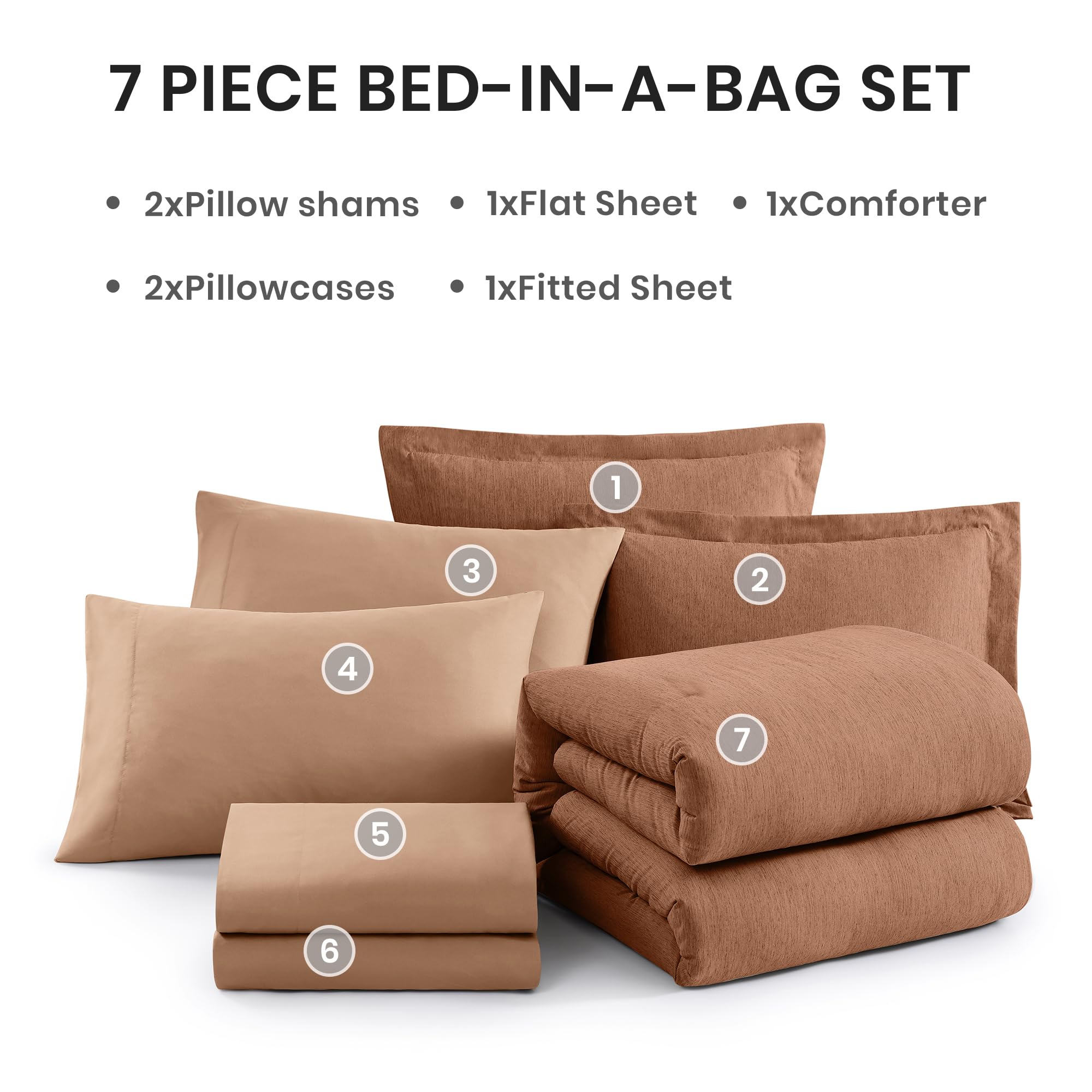 Monbix Queen Comforter Set - 7 Pieces Cationic Dyeing Olive Green Bed in a Bag Queen Bedding Sets with Comforter, Sheets, Pillowcases & Shams, Reversible Bedding Comforters Sets