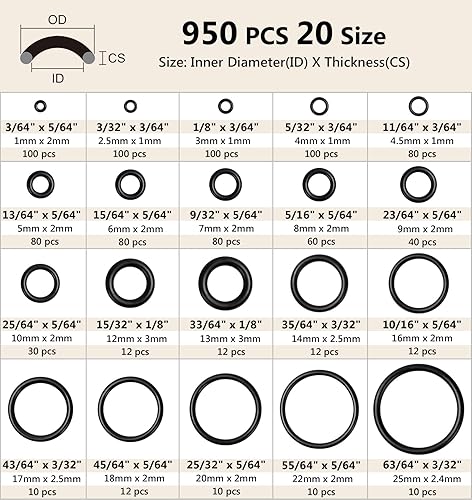 Miniatura 2 de Juego de 60 juntas tóricas de goma, 6 tamaños Plusmart de 1564 a 716 pulgadas para lavadora a presión, reparación de sellado de plomería, conexiones