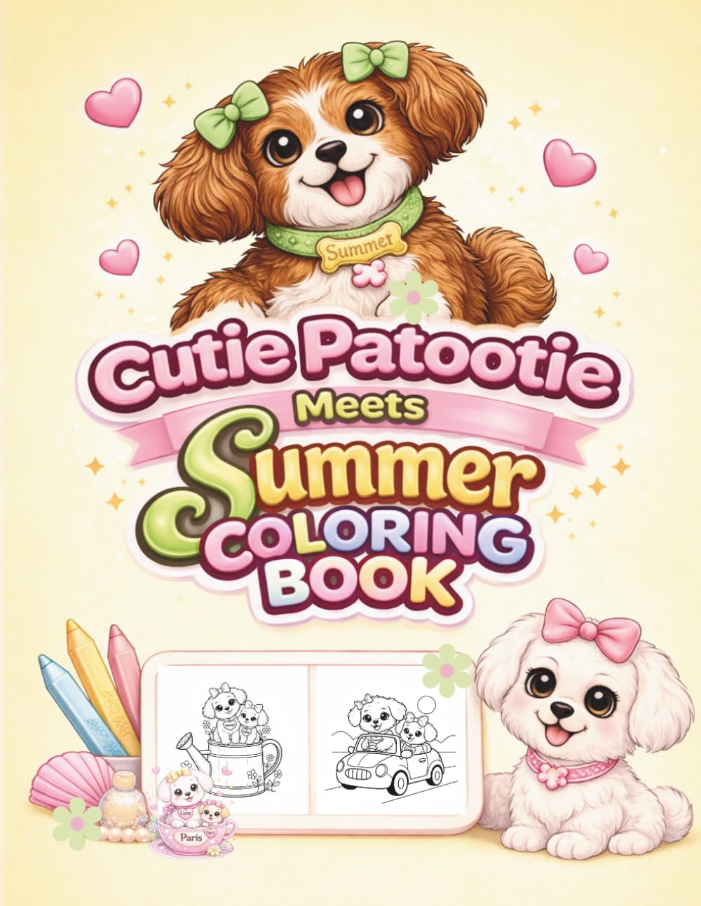 Cutie Patootie Meets Summer Coloring Book: Cute Puppies, Friendship Fun, Relaxing Activity Pages for Kids Ages 3–8