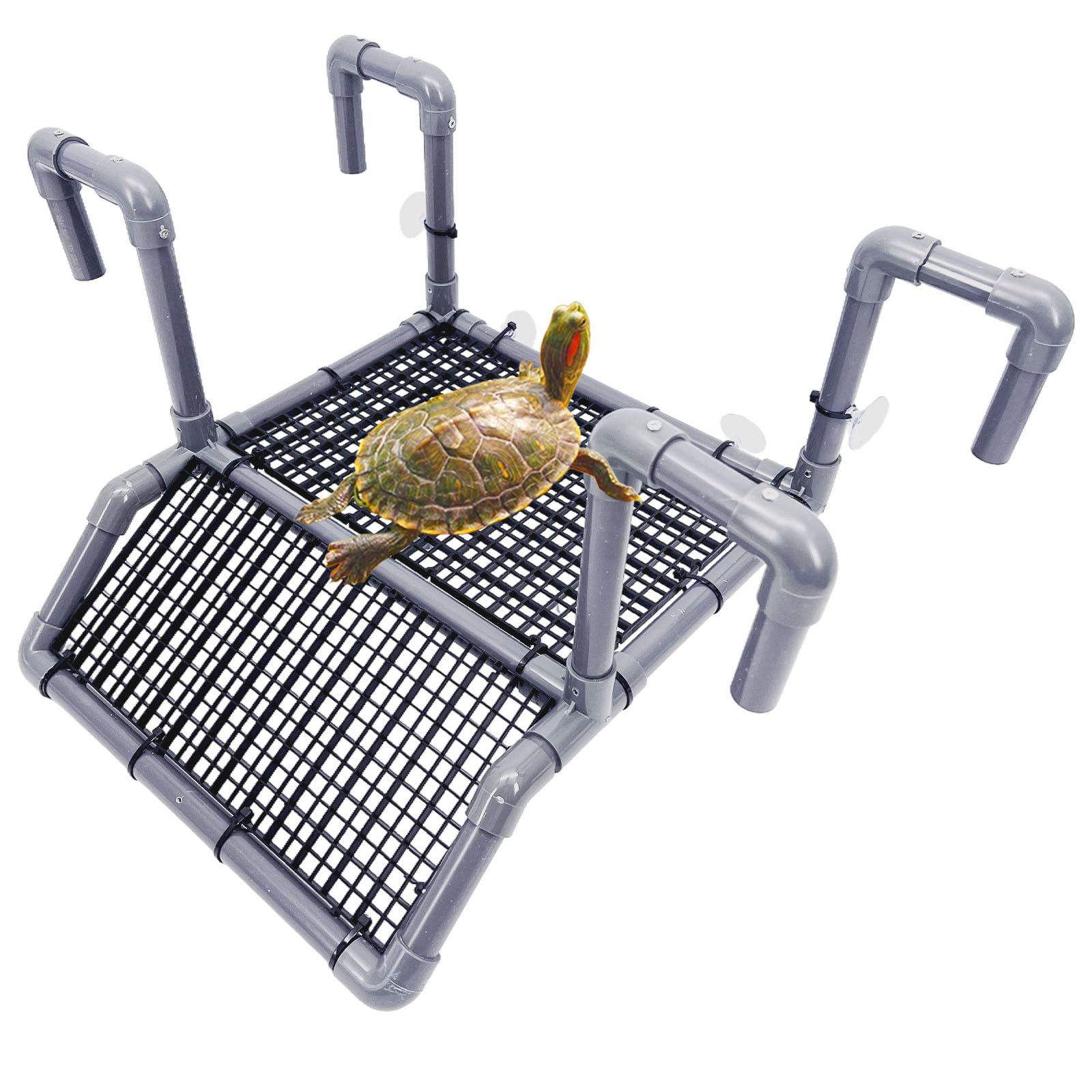 Piattaforma sospesa per tartarughe acquatiche per acquari larghi da 45 a 48 cm, accessori per rampe tortuga con orecchie rosse, area di crogiolamento delle tartarughe acquatiche da appendere