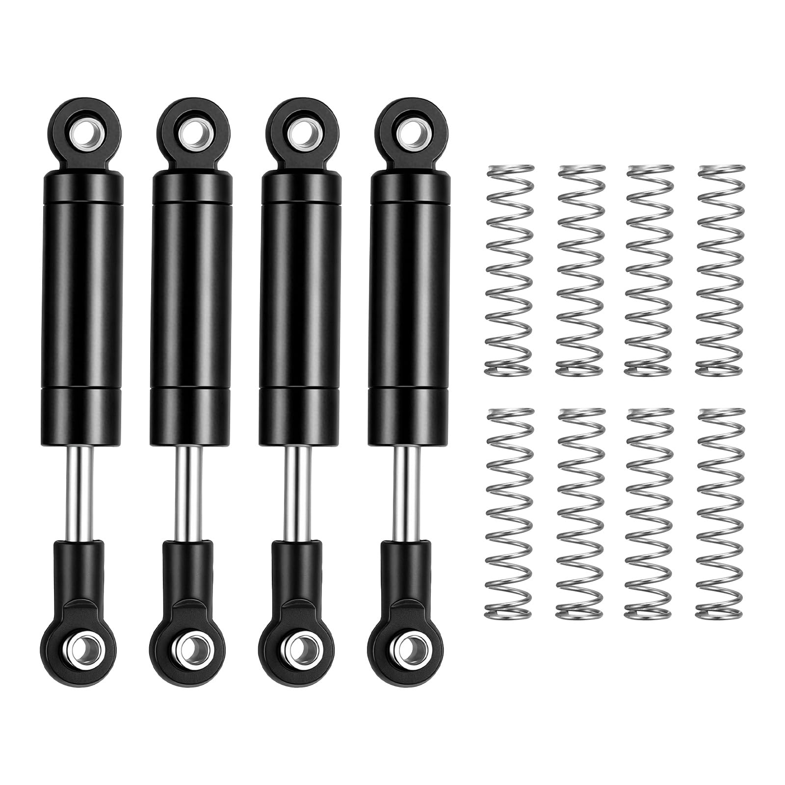 Rebower RC Shock Absorber (with Internal Spring Spare Springs), [for 1/10 RC Crawler ] - 62-72mm / Black / 4 Pcs