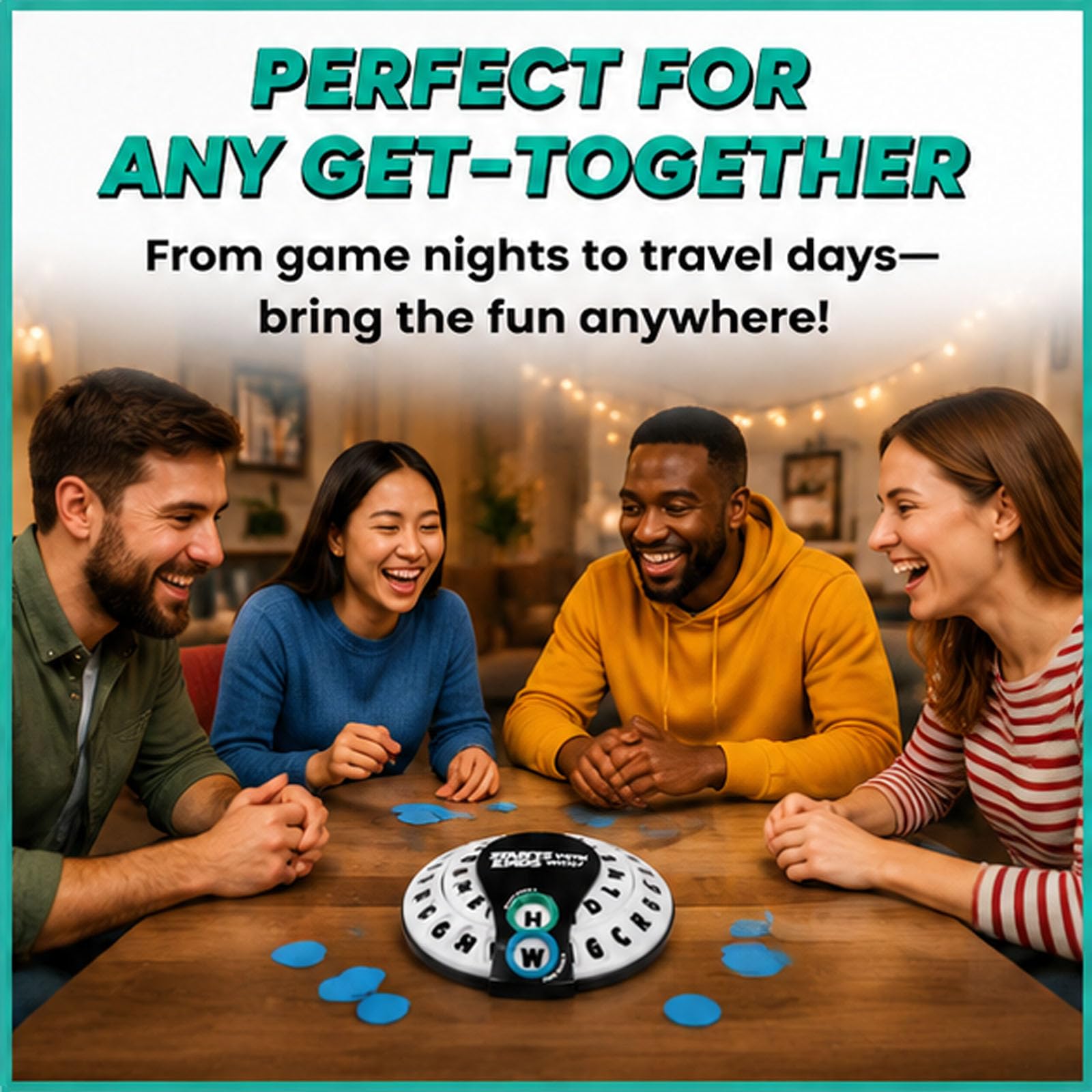 Nuevo juego de palabras Spin & Shout 2026 para adultos: juego de fiesta dinámico de vocabulario con ruedas de letras, ruleta y 20 fichas para noches de juegos, viajes y reuniones en grupo (3Pcs)