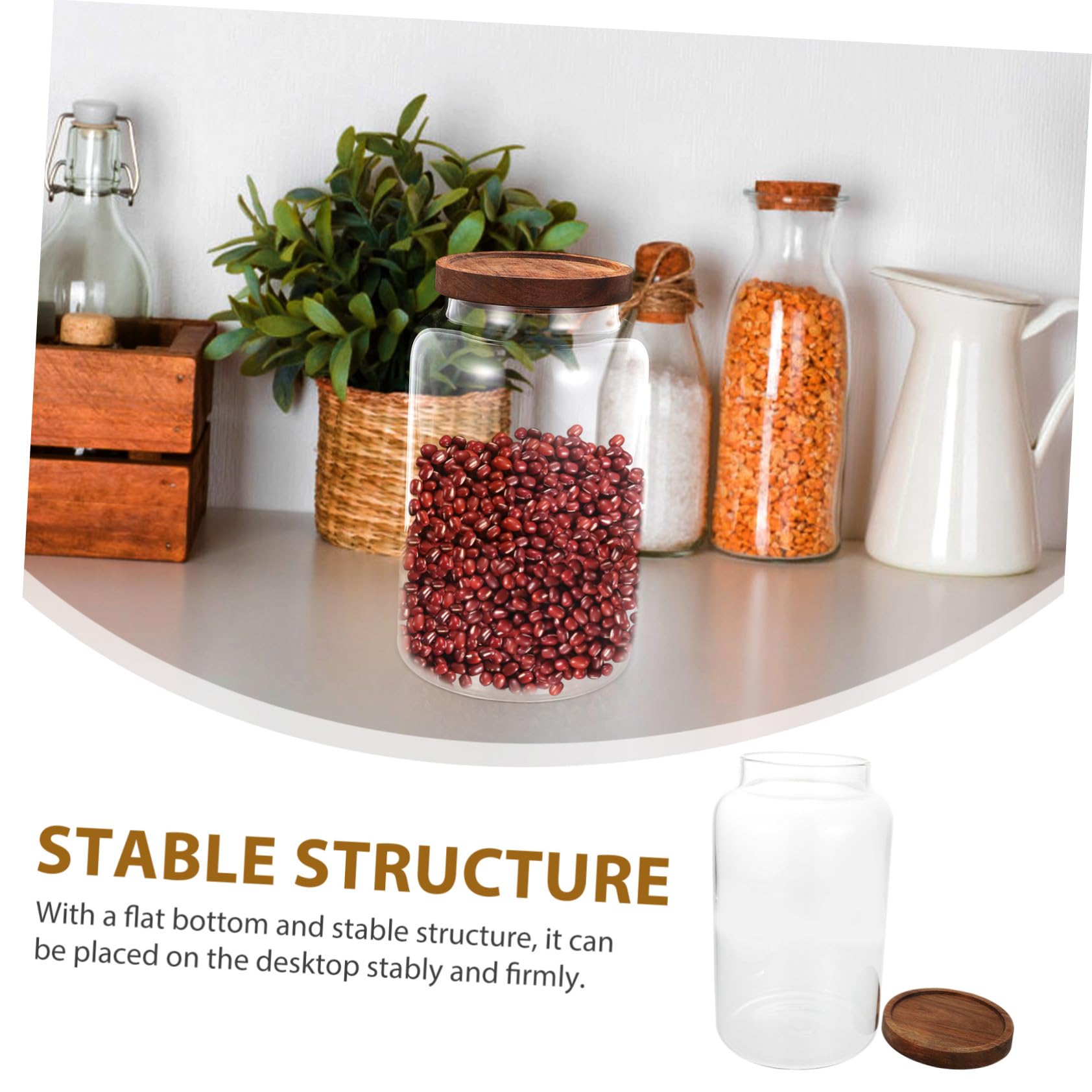 Großes Haushalts Vorratsglas aus Hochwertigem Glas mit Luftdichtem Holzdeckel zur Aufbewahrung von Getreide Tee Süßigkeiten und Mehl Robust und Vielseitig für Küche und