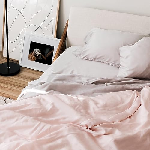 Buffy Funda de edredón 100 % eucalipto lyocell con lazos en las esquinas, protege y cubre tu edredónrelleno de edredón, suave y sedoso, fresco al