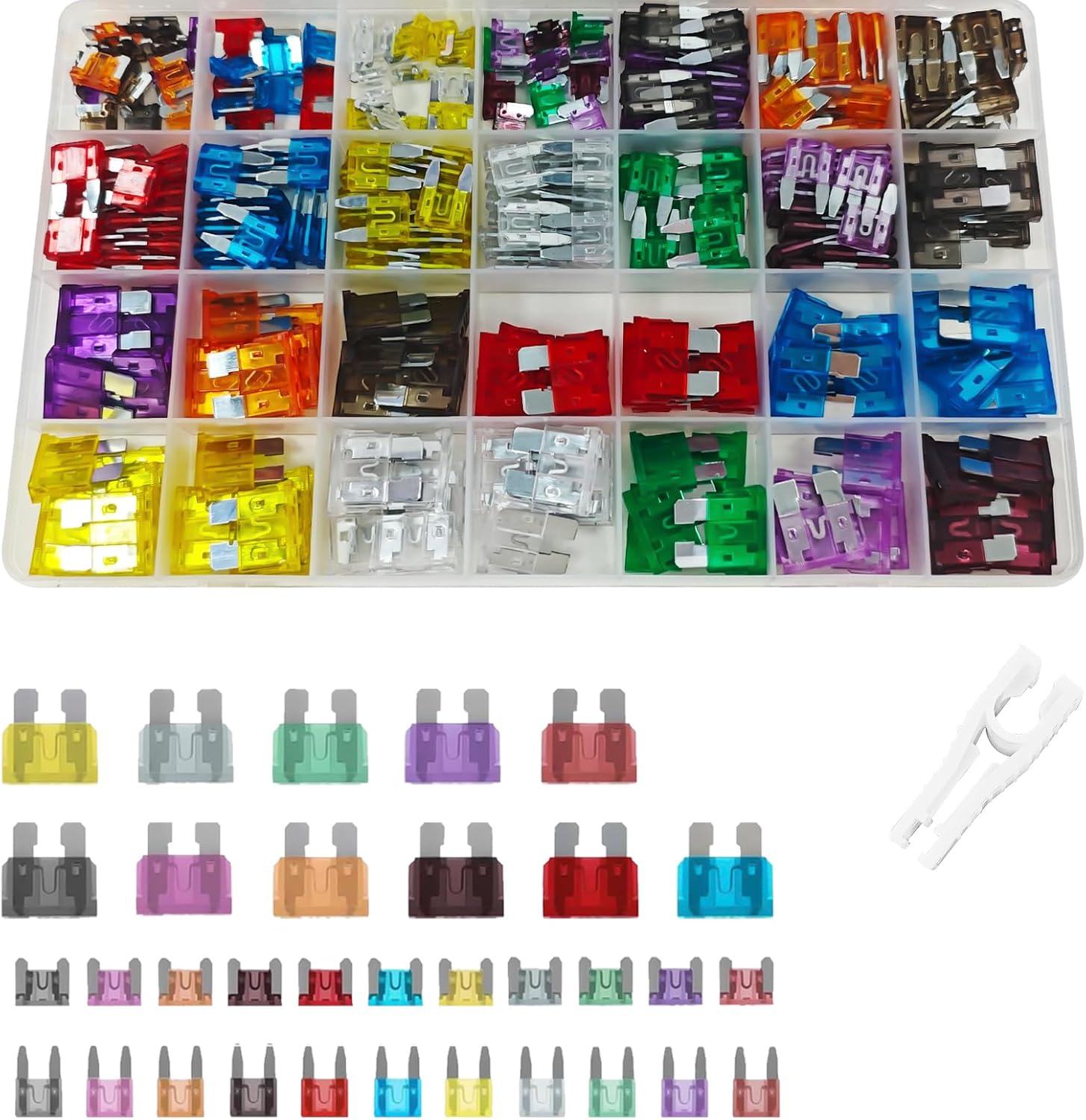 300PCS Car Fuses Assortment Kit, Micro & Mini & Standard Blade Fuses Kit (2A/3A/5A/7.5A/10A/15A/20A/25A/30A/35A/40A), Universal Auto Blade Fuse Replacement for Sedan, Boat, RV, Motorcycle