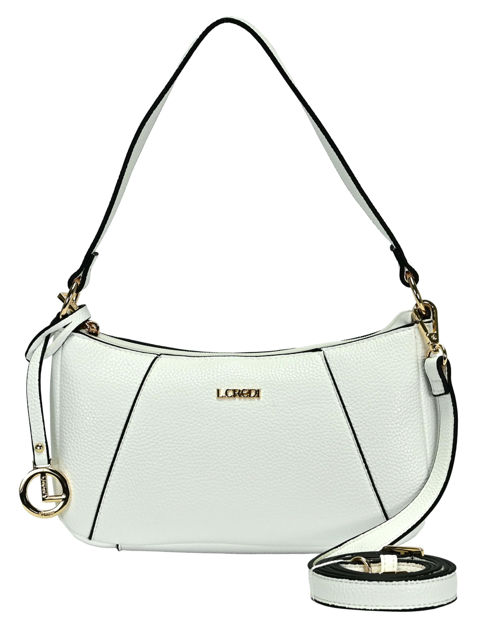L.CREDI Women Michaela Handbag, White, Talla única