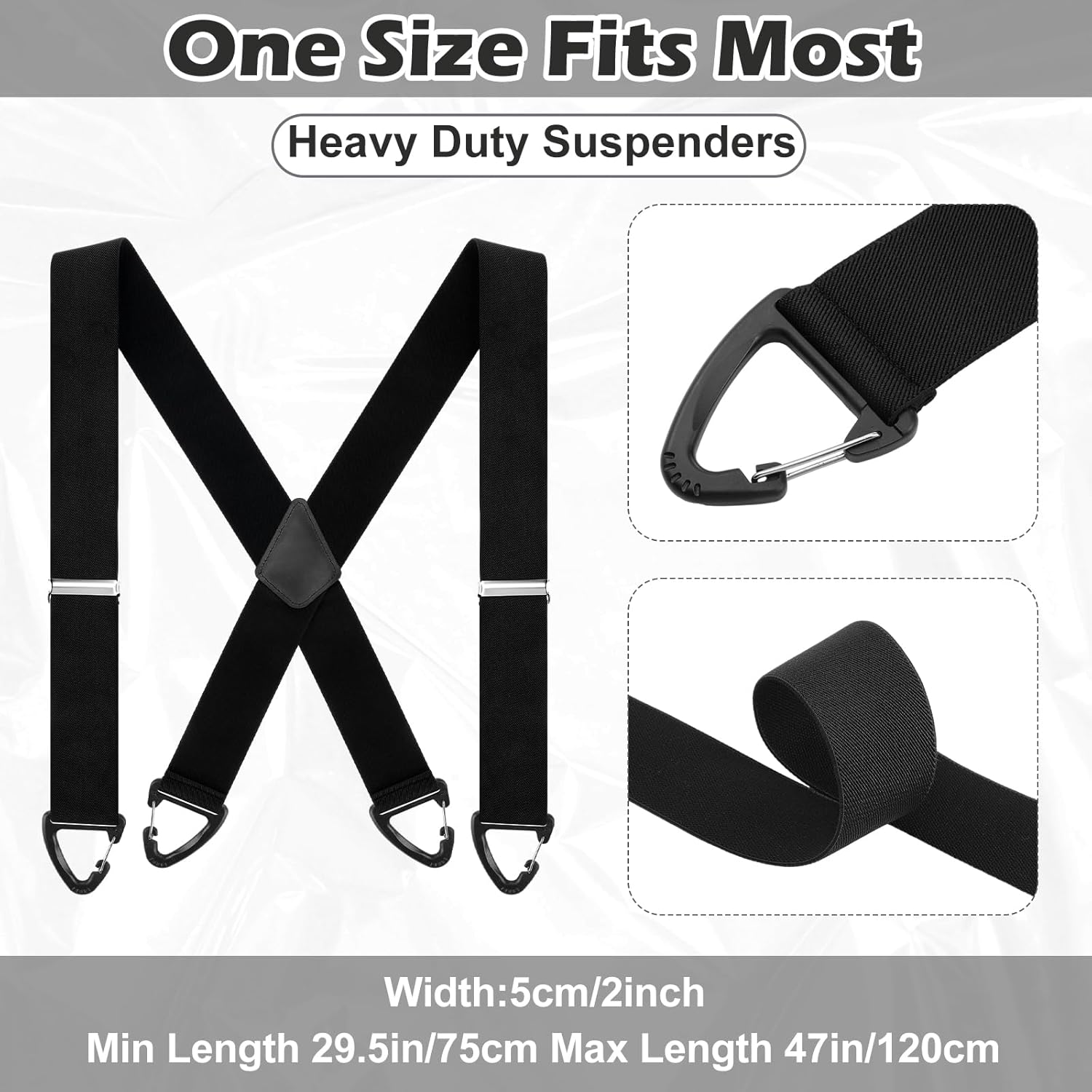2 Inches Wide Men's Heavy Duty Suspender Hidden Work x Back Tool Adjustable Suspenders with Clips for Men Under Clothes Shirt Jeans Pants - Image 2