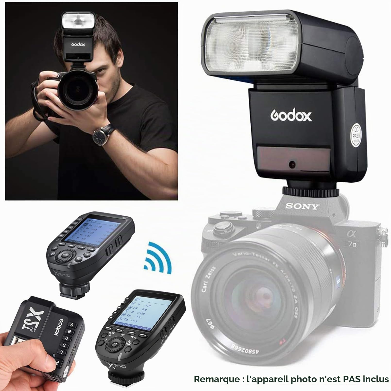 Godox TT350S TTL Flash pour Sony HSS 1/8000s 2,4G sans Fil avec 12 Filtres de Couleur Compatible pour Sony A7R A7S A7RII A6300 A6000 A58 A99 ILCE6000L A77II RX10 etc Caméras