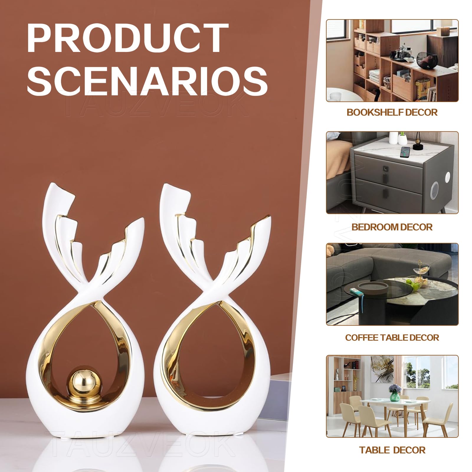 Escultura Decorativa Abstracta Moderna, cerámica Decorativa para Sala de Estar, para Oficina, Mesa, apartamento, Dormitorio, estatuas, Blanco, Grande