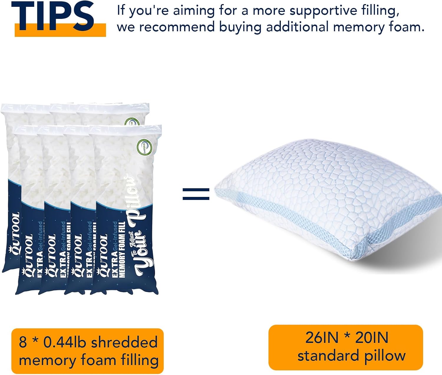 QUTOOL White Shredded Memory Foam Filling, 0.44 lb for Pillows and Crafts