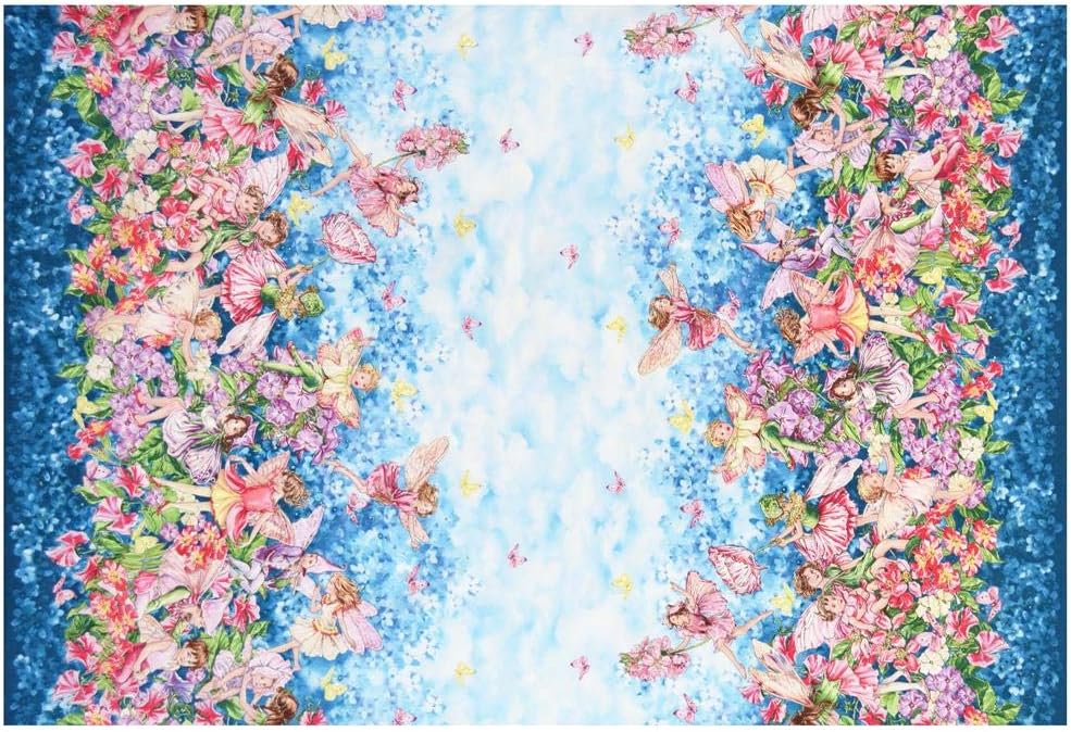 Michael Miller Quilt Fabrics Michael Miller Cicely Mary Barker Whisper Flower Fairies Fairy Whispers Border Metallic Celestial Quilt Fabric by the Yard, Celestial