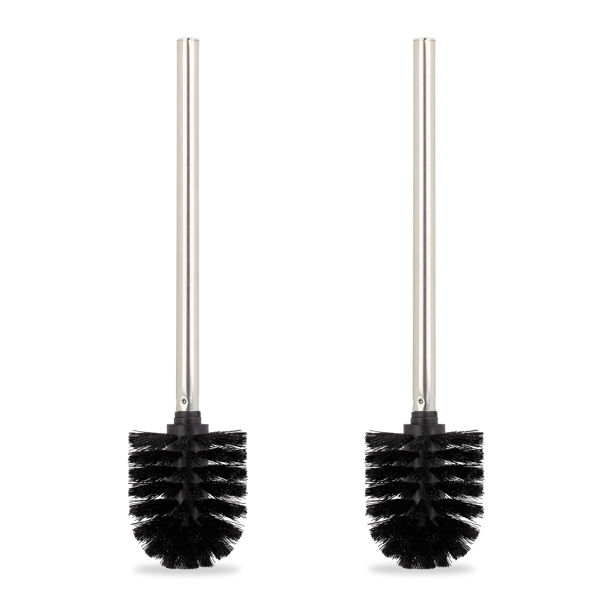 Relaxdays Toilettenbürsten, 2er Set, WC, Ersatz, Abnehmbarer Bürstenkopf, Klobürste ohne Halter, HxD: 36 x 8 cm, schwarz