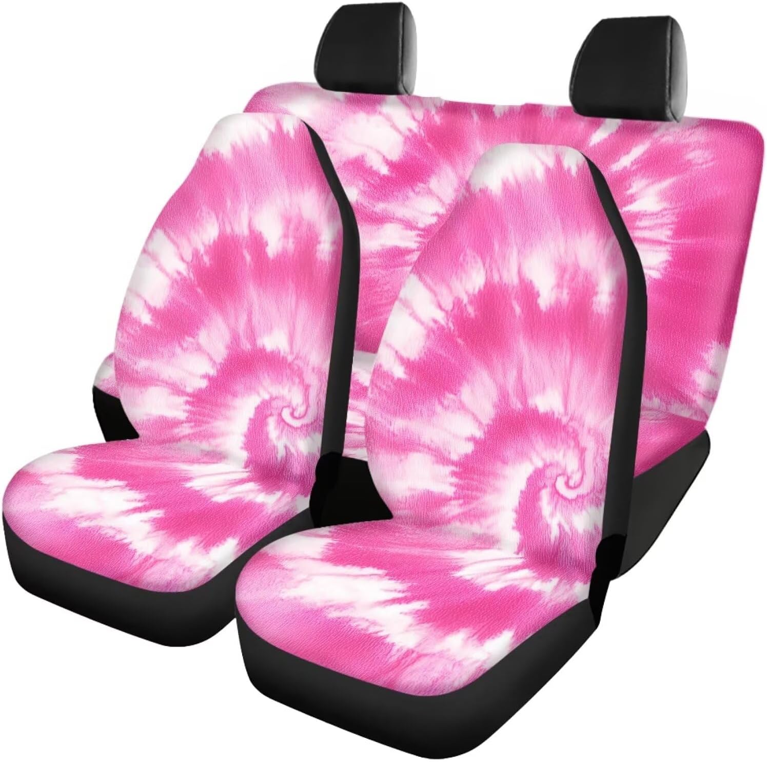 Pink Tie Dye Car Seat Cover Set of 4 for Front Seats and Rear Bench Cover Protecto Universal Car Interior Accessories Front Automobile Seat Cover for Cars Truck Van SUV