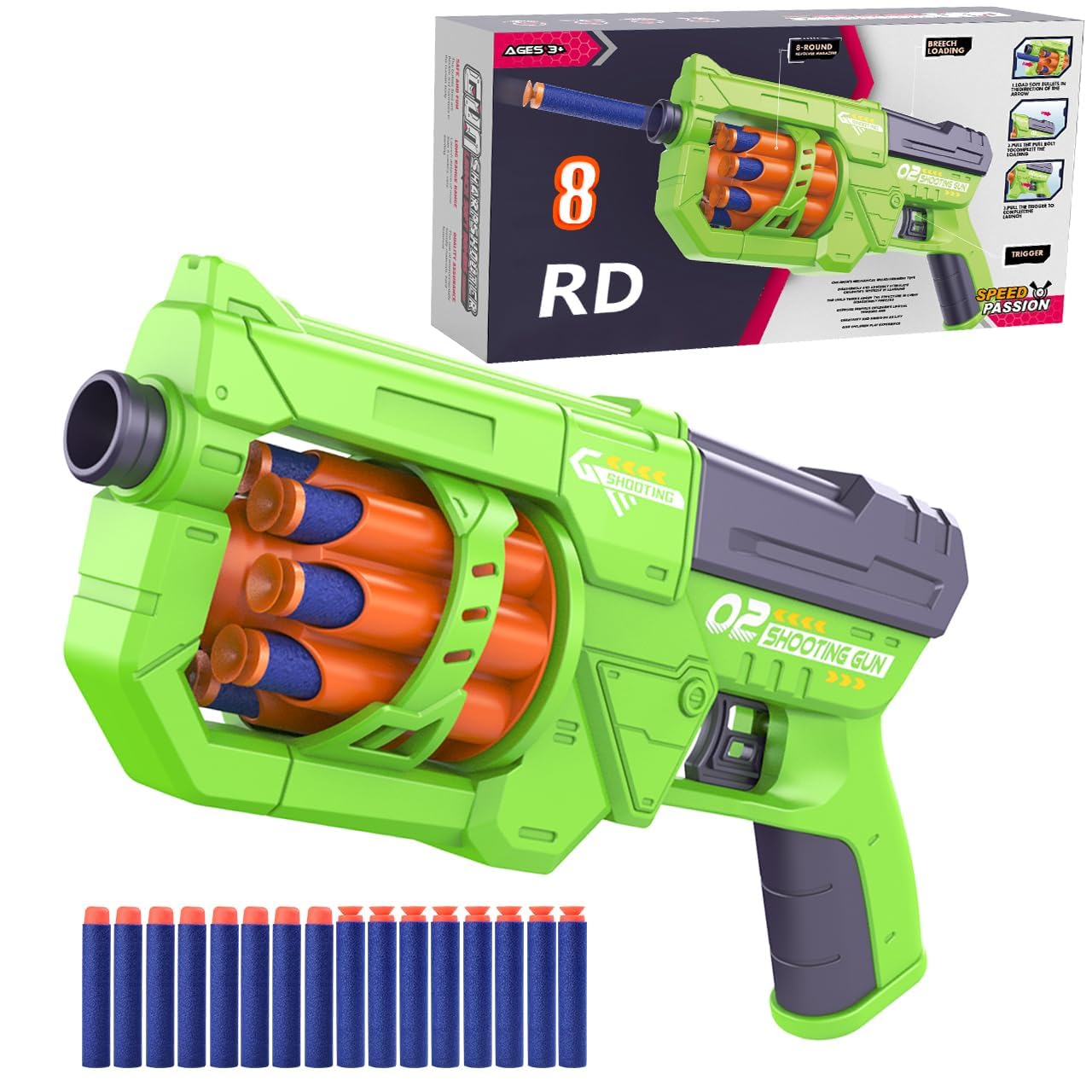 Amazon.com: RD-8 Toy Blaster Gun Set, Foam Darts Fit for Nerf Guns