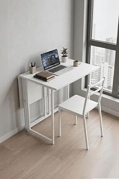 Workcomo Katlanır Çalışma Masası Yemek Masası Mutfak Masası Balkon Masası Beyaz
