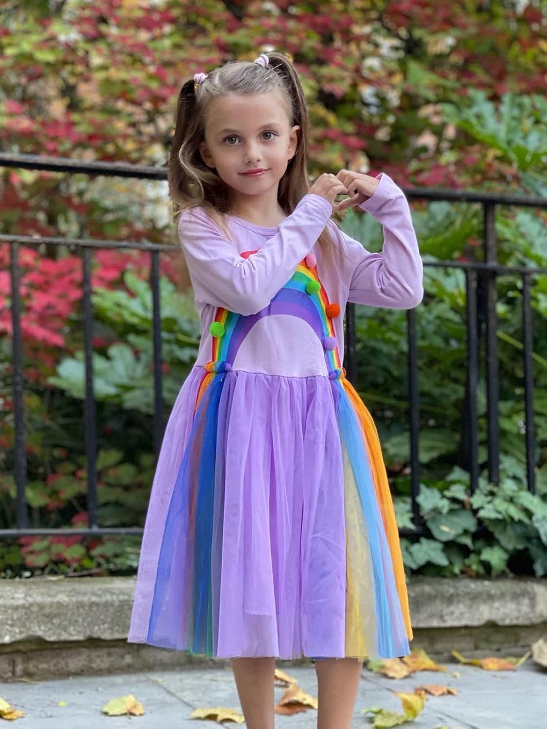 Girls Dress Long Sleeve Girl Rainbow Birthday Tulle Dresses Fall Winter Outfit 3-7 Years - Image 7