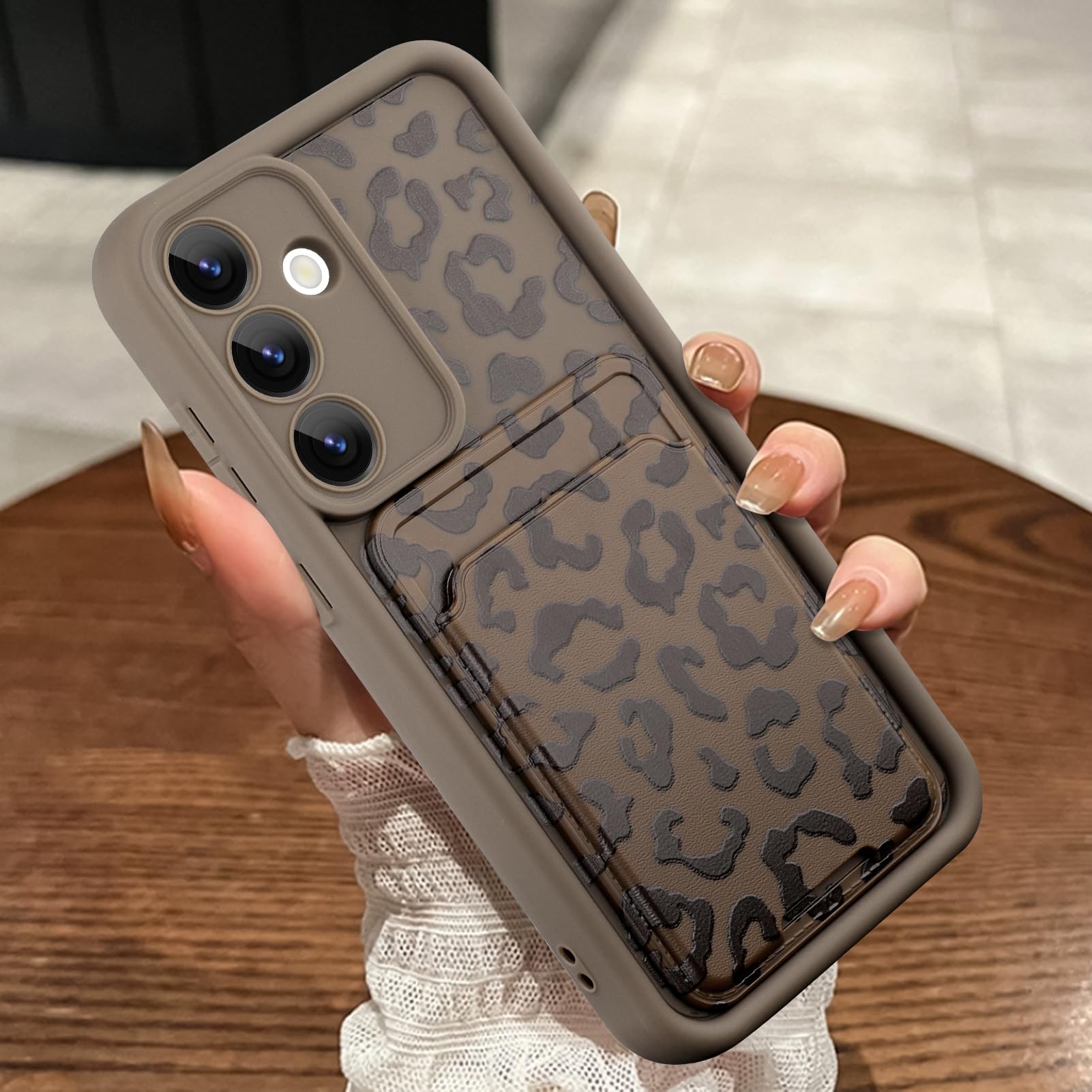 MOWIME Compatible with Samsung Galaxy A54 5G Case with Card Holder, Cheetah Print Shockproof Soft TPU Protective Cover Women Girls, Anti Scratch