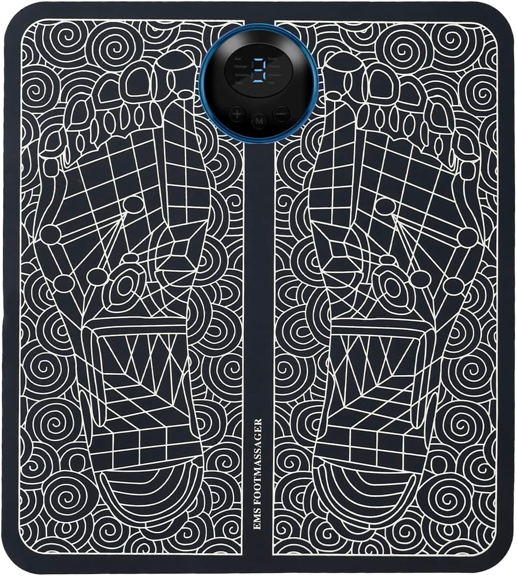 EMS Foot Massager Machine Electric Deep Kneading Circulation Foot Booster for Feet and Legs Folding Portable Leg Muscle Stimulator, Promotes Blood Circulation, Relief Pain, Home Office Use (Z03)