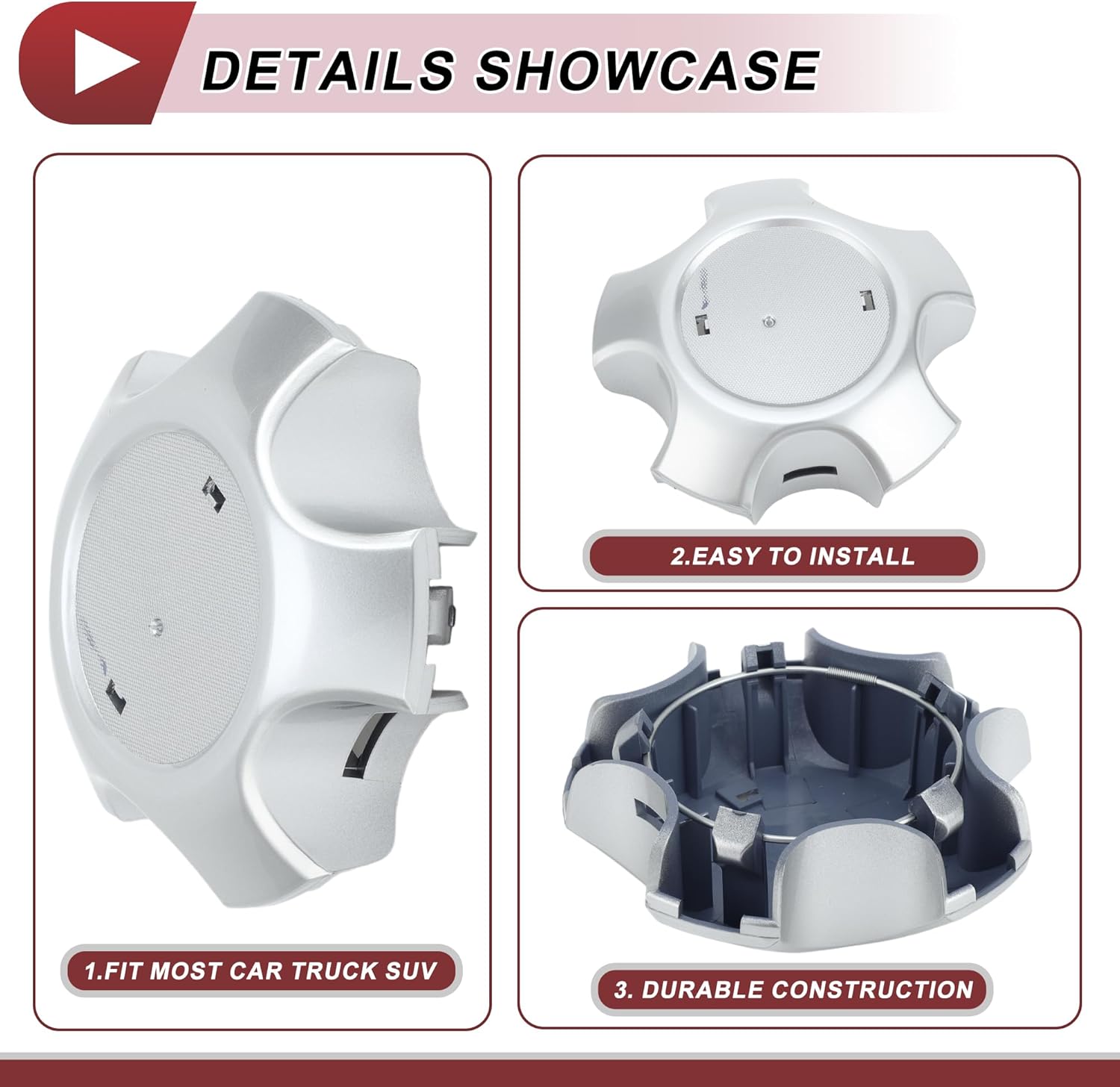 4 Pc Wheel Center Caps Hub Caps Rim Center Caps for Toyota Rav4 2006-2012 Wheel Caps Hubcap Center Covers No.4260B0R020 Silver Tone Plastic