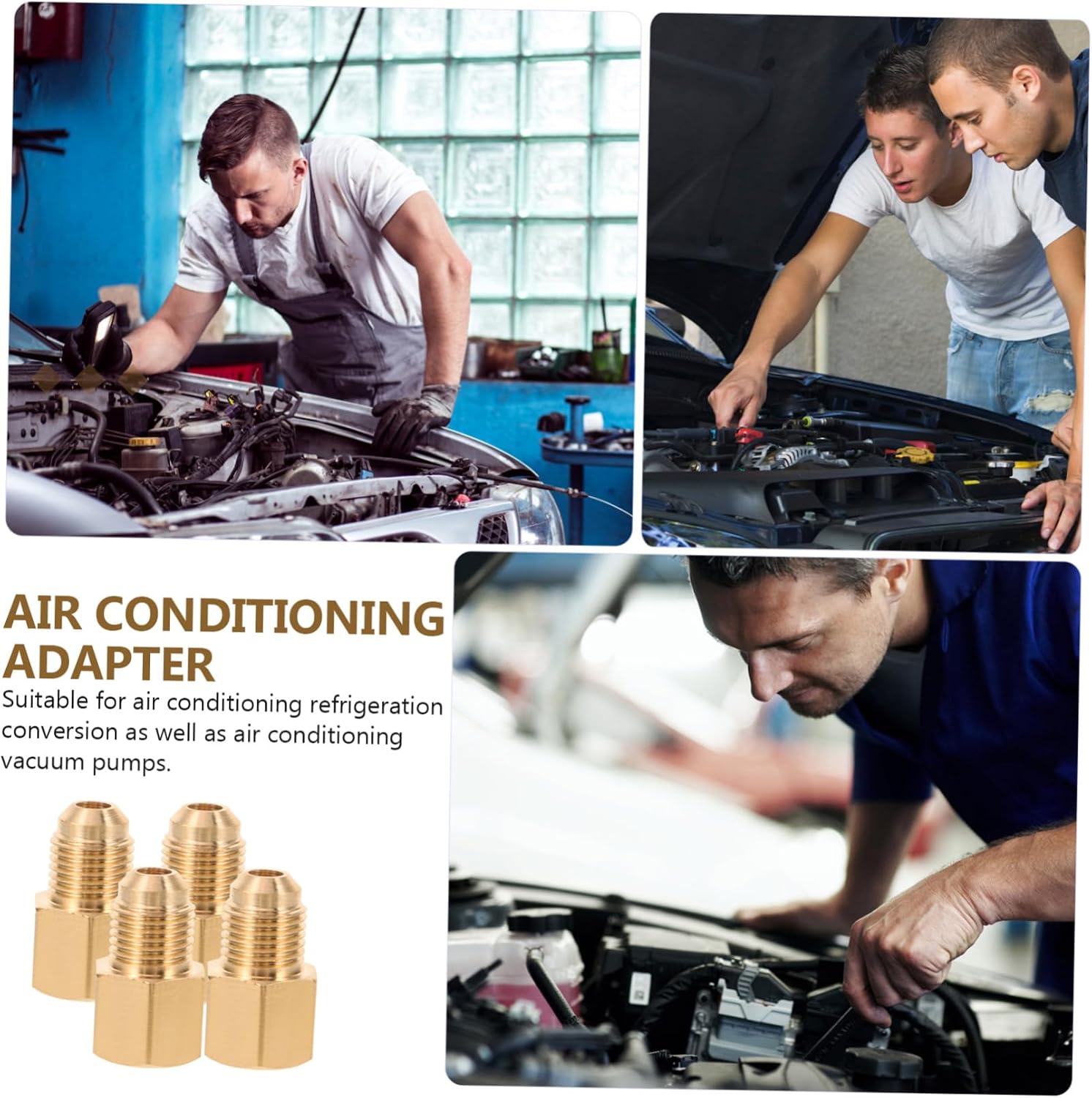 Zerodeko 4pcs Copper Vacuum Pump Adapters for Air Conditioning Conversion Easy Installation Multi-functional Connectors for Refrigeration Systems