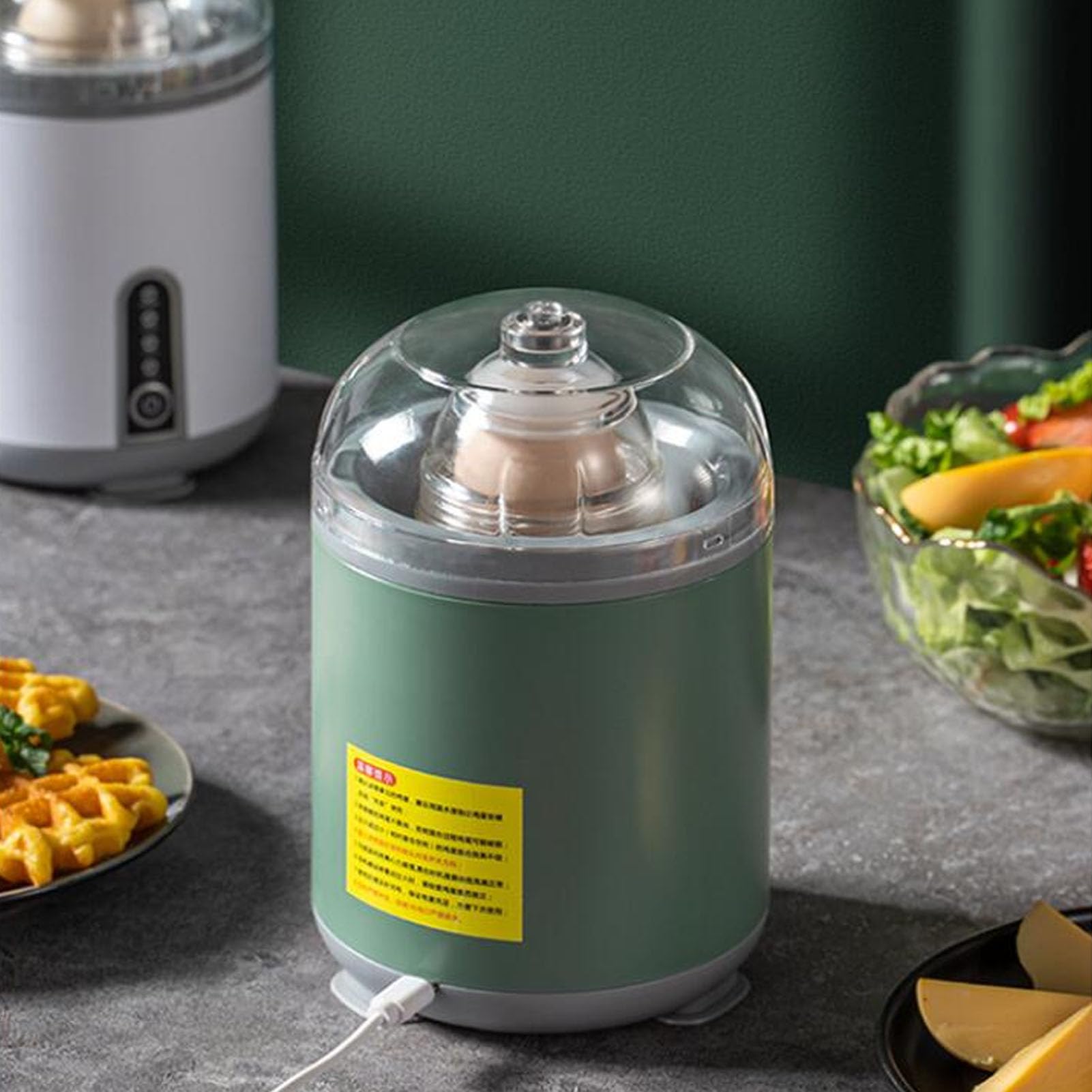 Máquina eléctrica centrífuga de huevos dorados, mezclador eléctrico de huevos, 1200 mAh, recargable, automático, mezclador de yema de huevo, accesorios de cocina para mezclar huevos (verde) 4