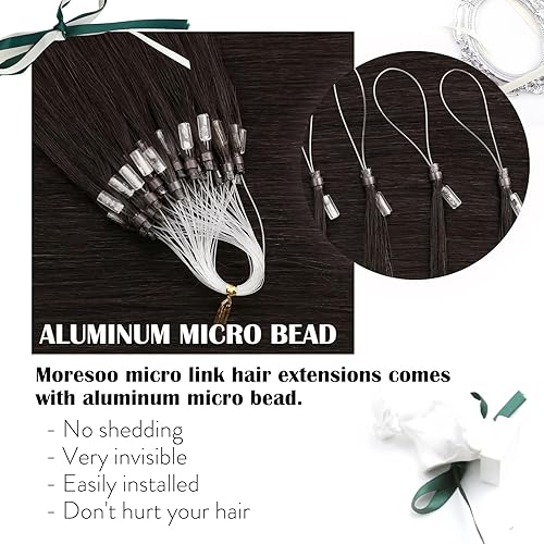 Miniatura 3 de Moresoo - Extensiones de cabello con microanillo, 100% cabello humano real, pelo suave, 1.76oz-50 g50s