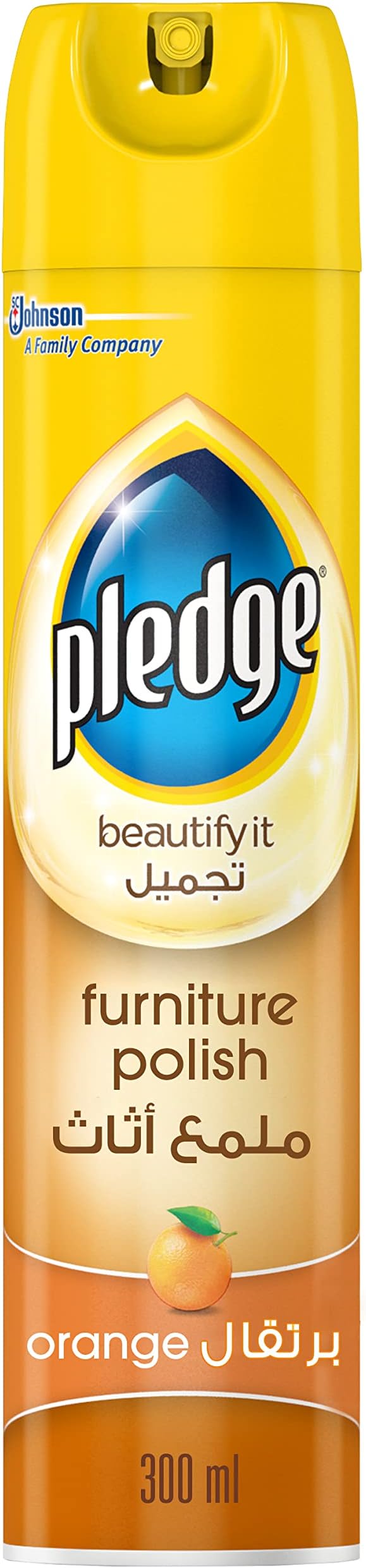 Pledge Beautify It Furniture Polish Spray, Orange Scent, Gently Cleans, Protects & Shines Wood Surfaces, 300ml