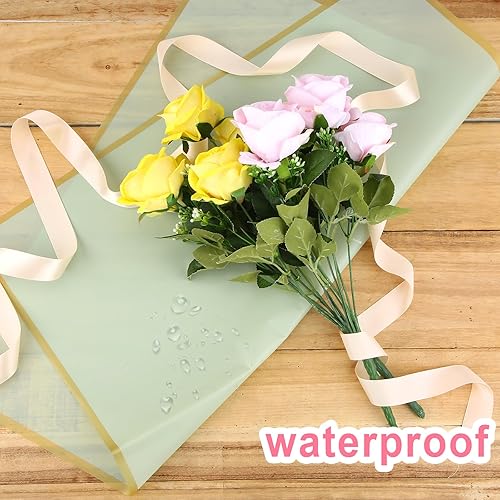 Miniatura 4 de LUTER 20 hojas de papel de regalo de flores, 22.8 x 22.8 pulgadas, papel de regalo de ramo de flores, papel de embalaje de flores impermeable con