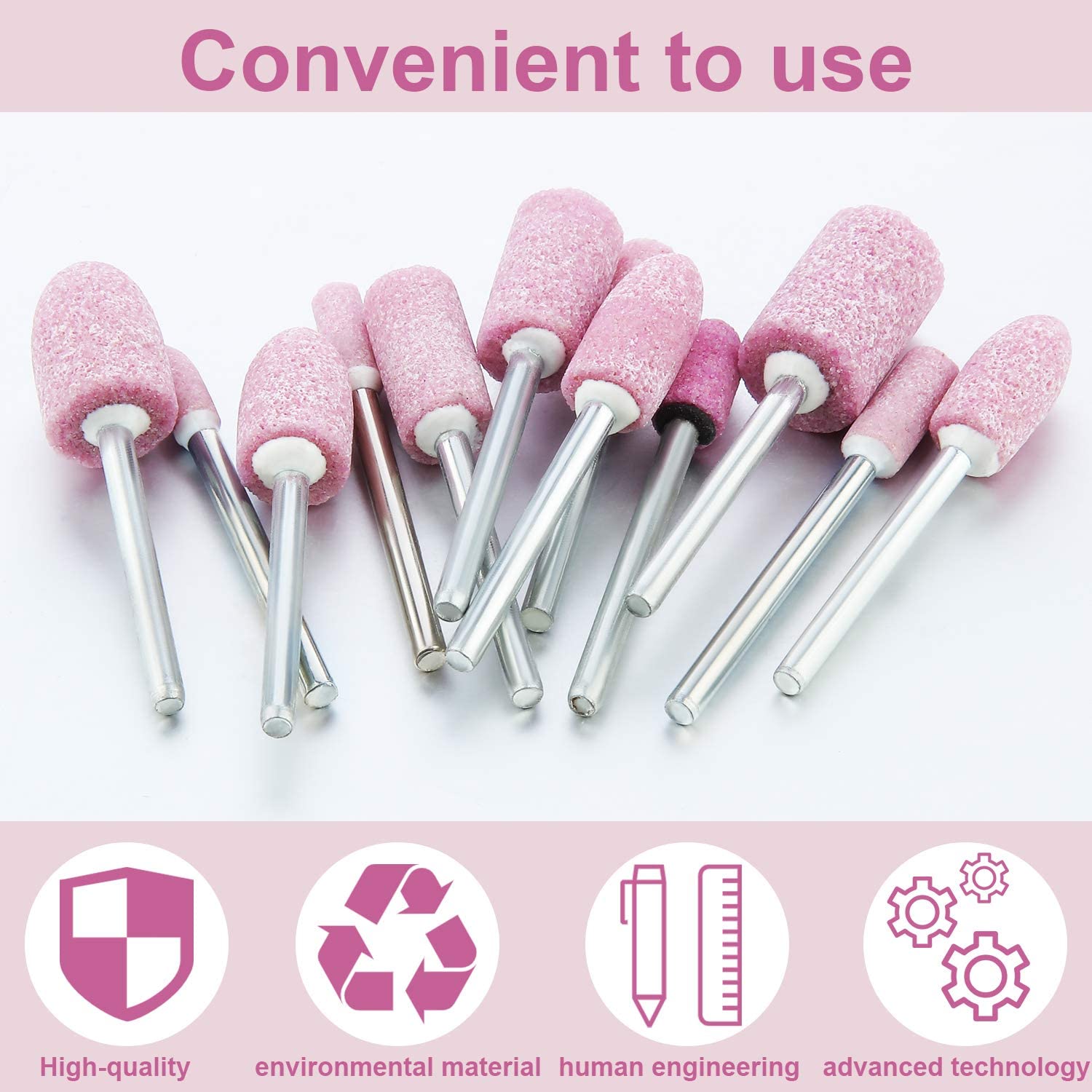 Utoolmart Schleifsteinspitzen, Kegel, Korund, Pfirsichspitze, 3 mm Schaft, 1 Box